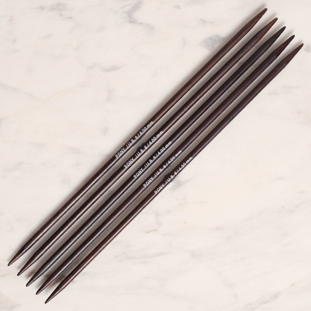 Pony Rosewood 4 mm 20 cm Rosewood Double Pointed Needles, Set of 5 - 36810
