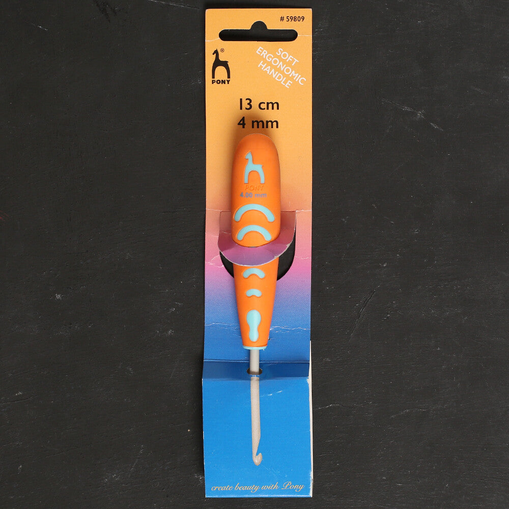 Pony 4 mm 13 cm Aluminium Crochet Hook with Soft Handle - 59809