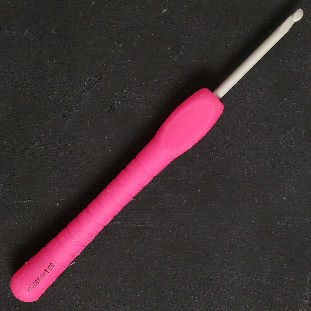 Pony Easy Grip 3.5 mm 14 cm Soft Handled Crochet Hook, Fuchsia - 56804