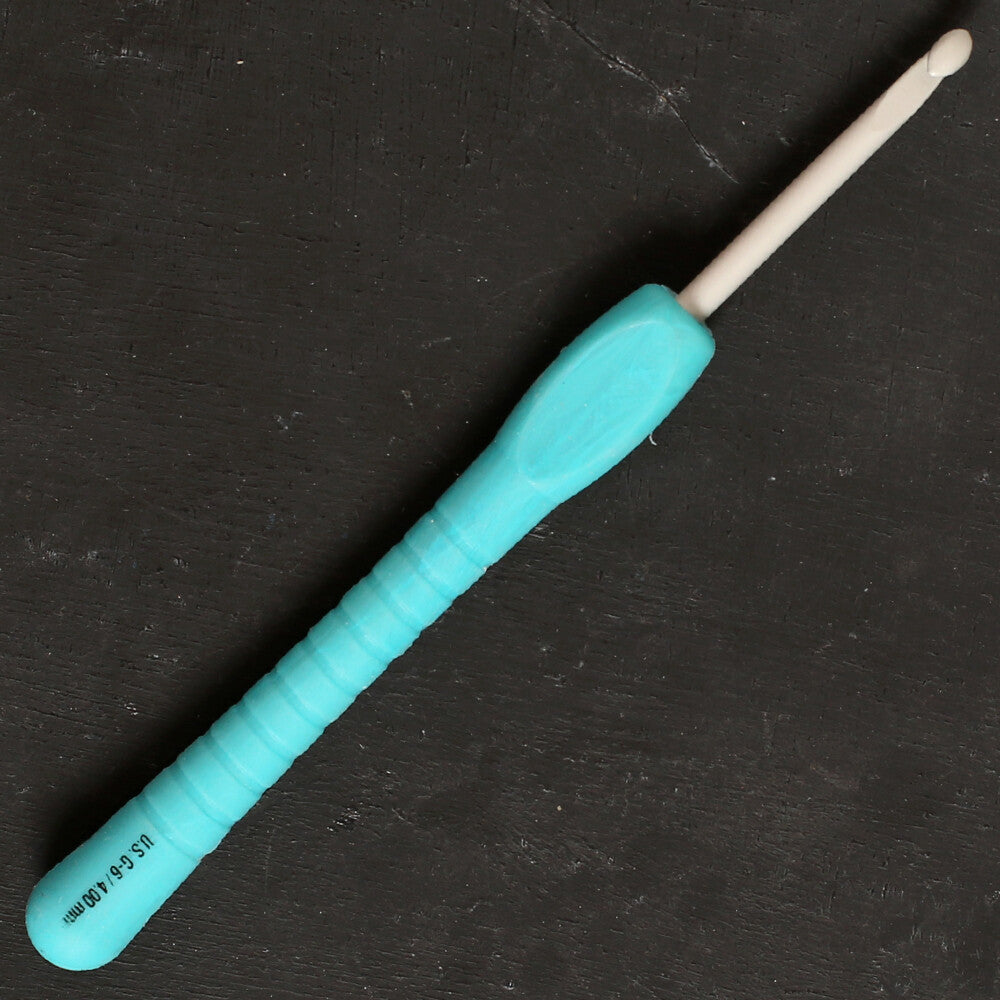 Pony Easy Grip 4 mm 14 cm Soft Handled Crochet Hook, Blue - 56805