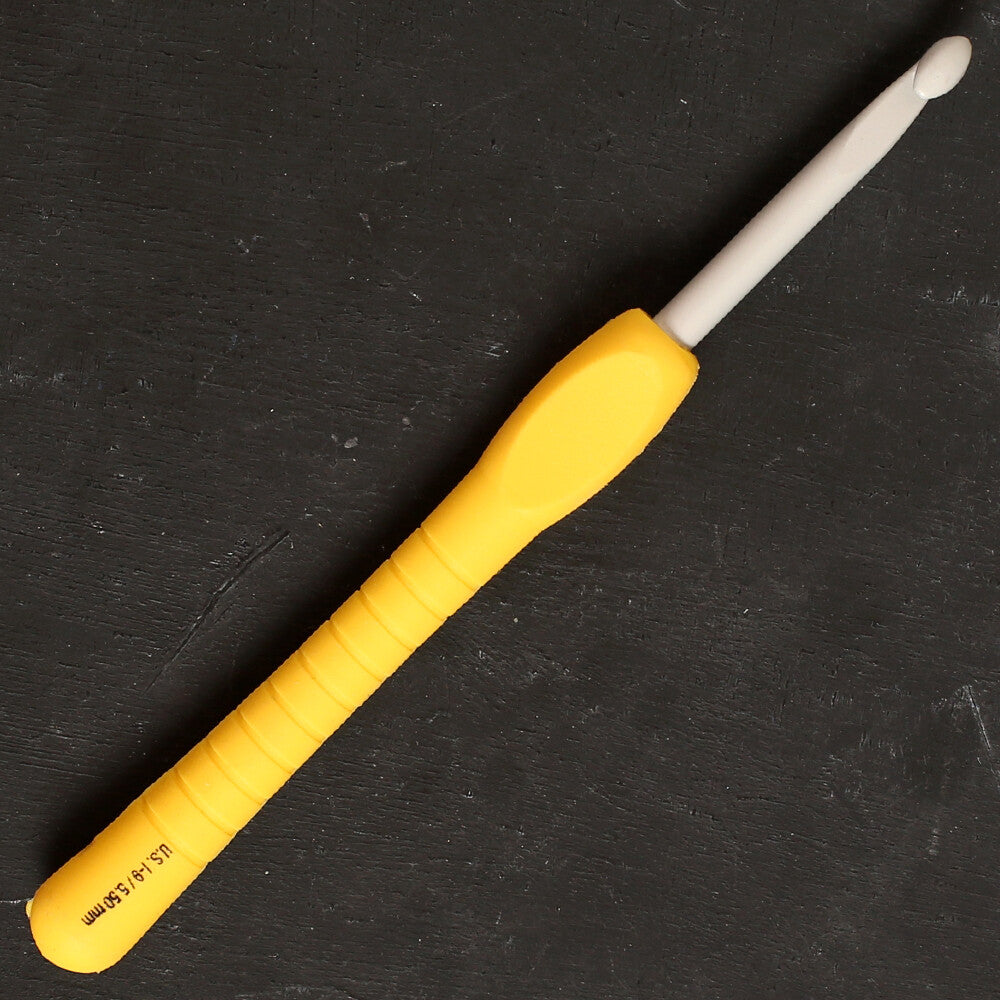 Pony Easy Grip 5.5mm 14 cm Soft Handle Crochet Hook, Yellow - 56808