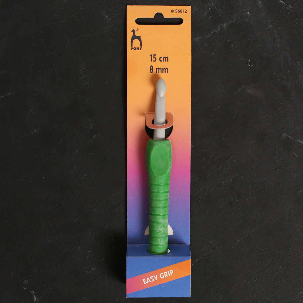 Pony Easy Grip 8 mm 15 cm Soft Handled Crochet Hook, Green - 56812