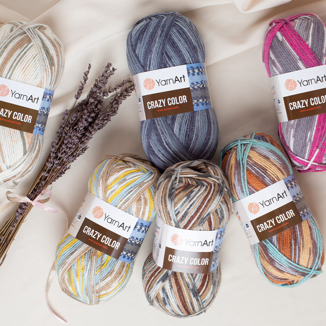 YarnArt Crazy Color Knitting Yarn, Variegated - 175