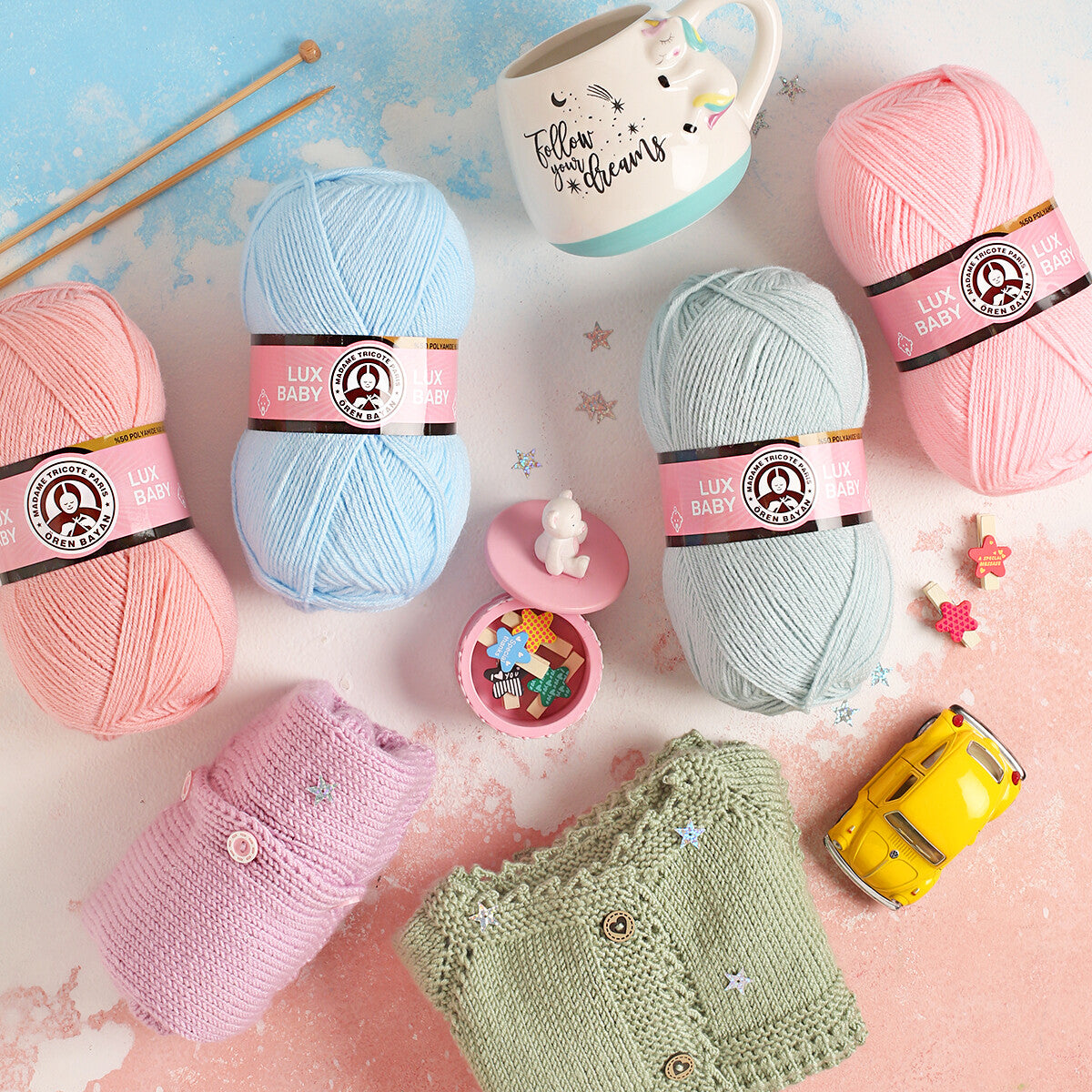 Madame Tricote Paris Lux Baby Knitting Yarn, Pink - 093