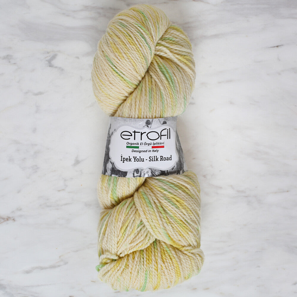 Etrofil Ipek Yolu/Silk Road Hand-dyed Spun Yarn, Green Variegated - EL191