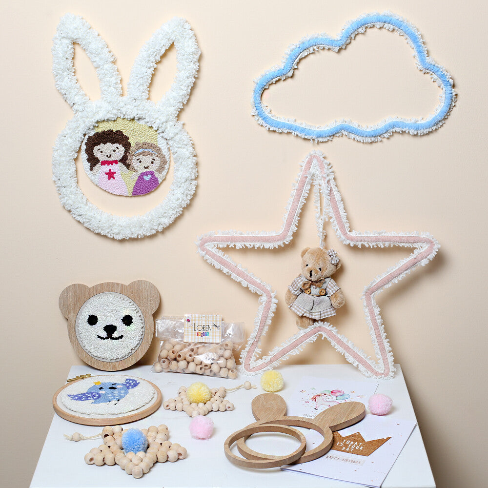 Loren Crafts Teddy Bear Shaped Wooden Embroidery Hoop