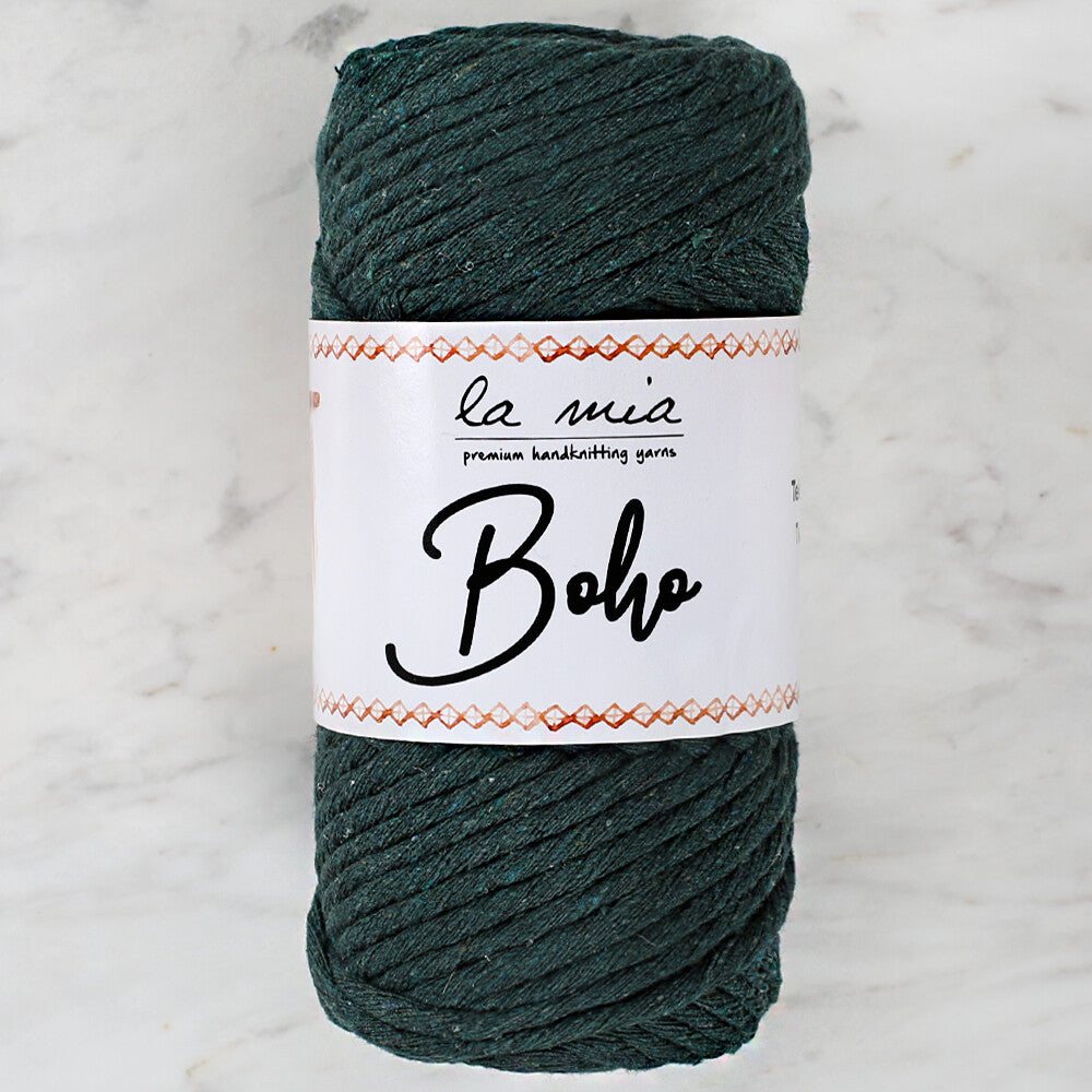 La Mia Boho Cotton Macrame Cord, Dark Green - L055