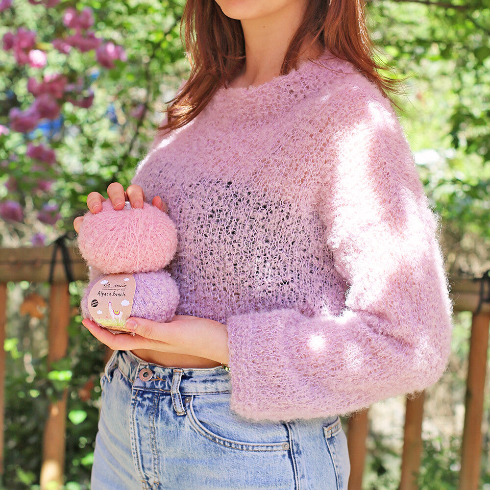 La Mia 50 Gr Alpaca Boucle Yarn, Pink - L332