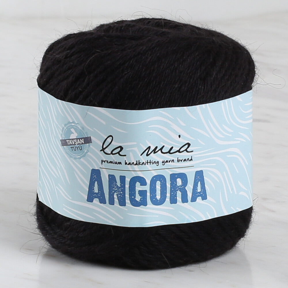 La Mia Angora 50gr Hand Knitting Yarn, Black - L006