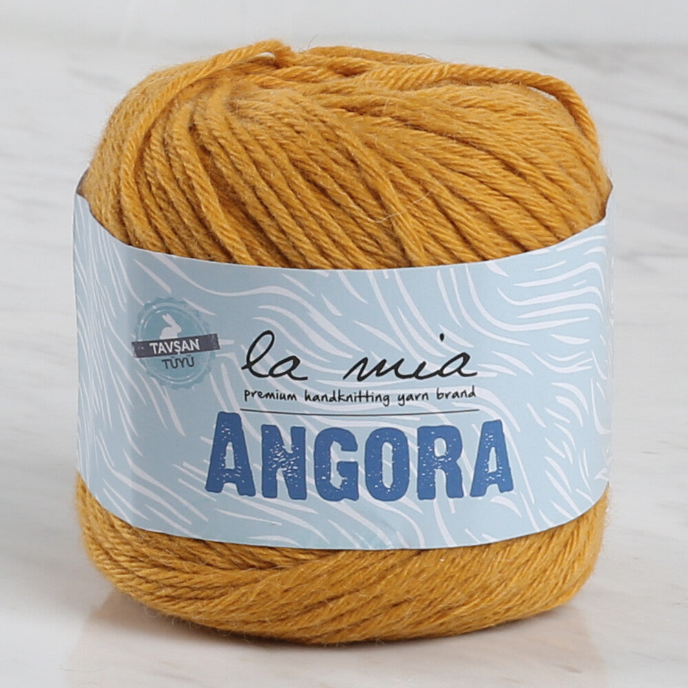 La Mia Angora 50gr Hand Knitting Yarn, Mustard - L123