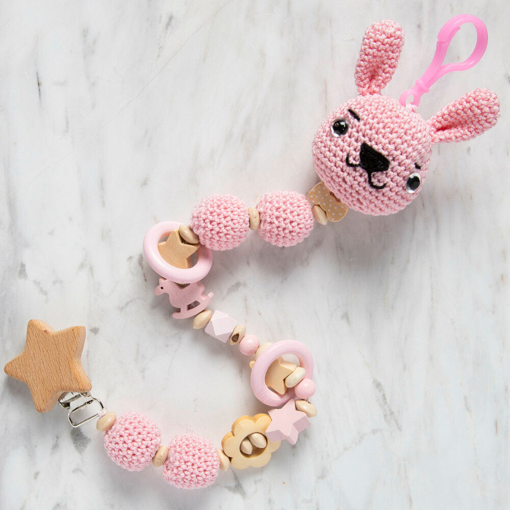 Loren Crafts Teddy Bear Shaped Wooden Pacifier Clip