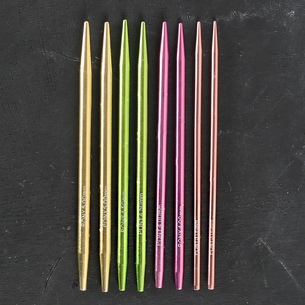 Pony Colour 4 Pairs Assorted Sizes Circular Interchangeable Knitting Needles - 61064/01