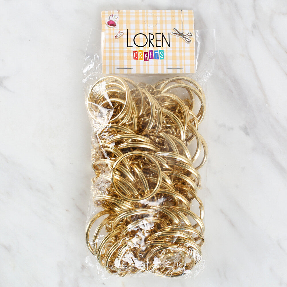 Loren Crafts 2.5 cm Key Ring with Chain in 50, Gold