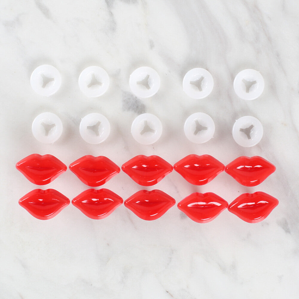 Loren 5 Pcs Amigurumi Plastic Lip, Red