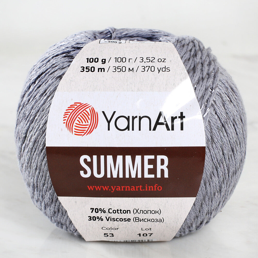 YarnArt Summer Yarn, Smoked Grey - 53