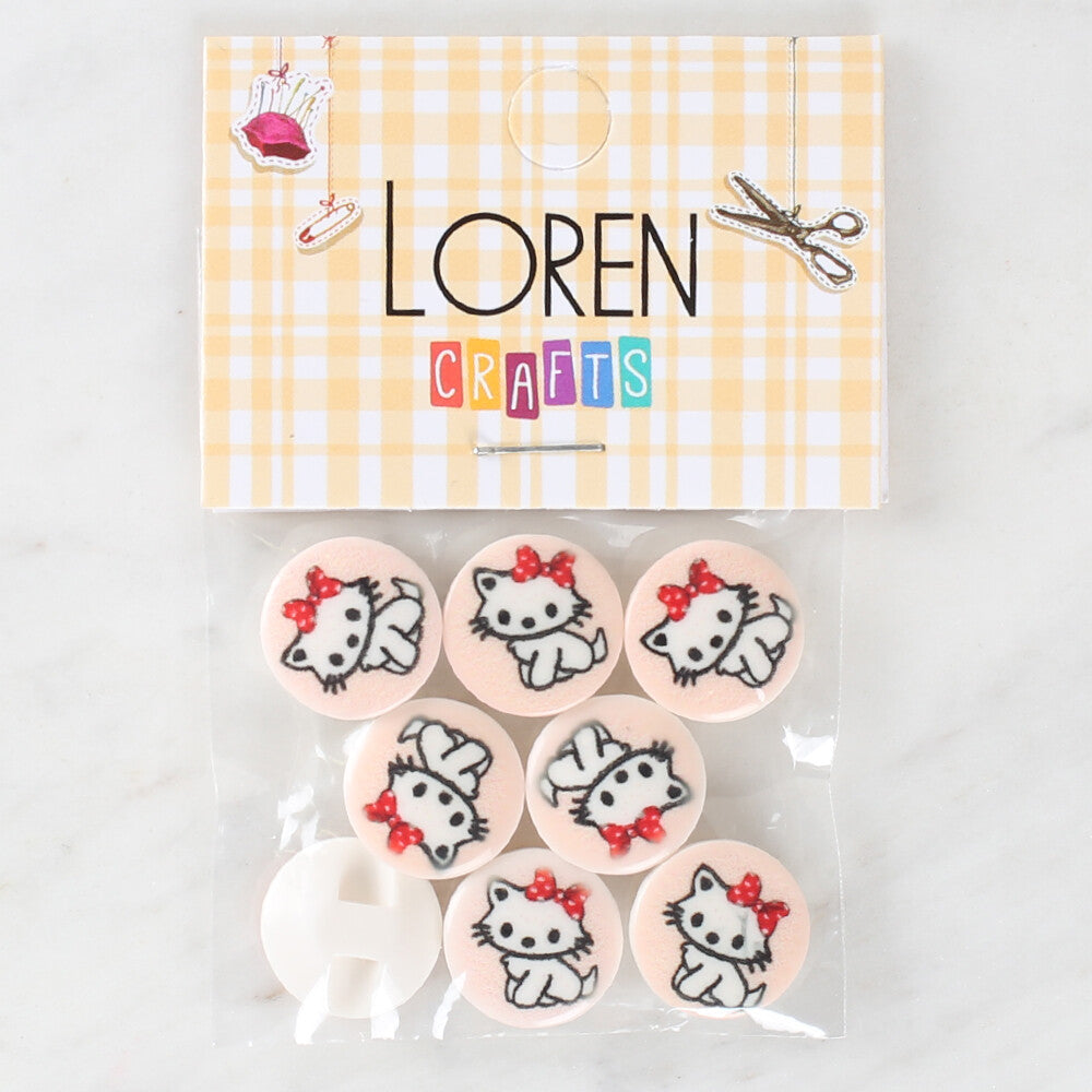 Loren Crafts 8 Pack Cat Patterned Button - 1070