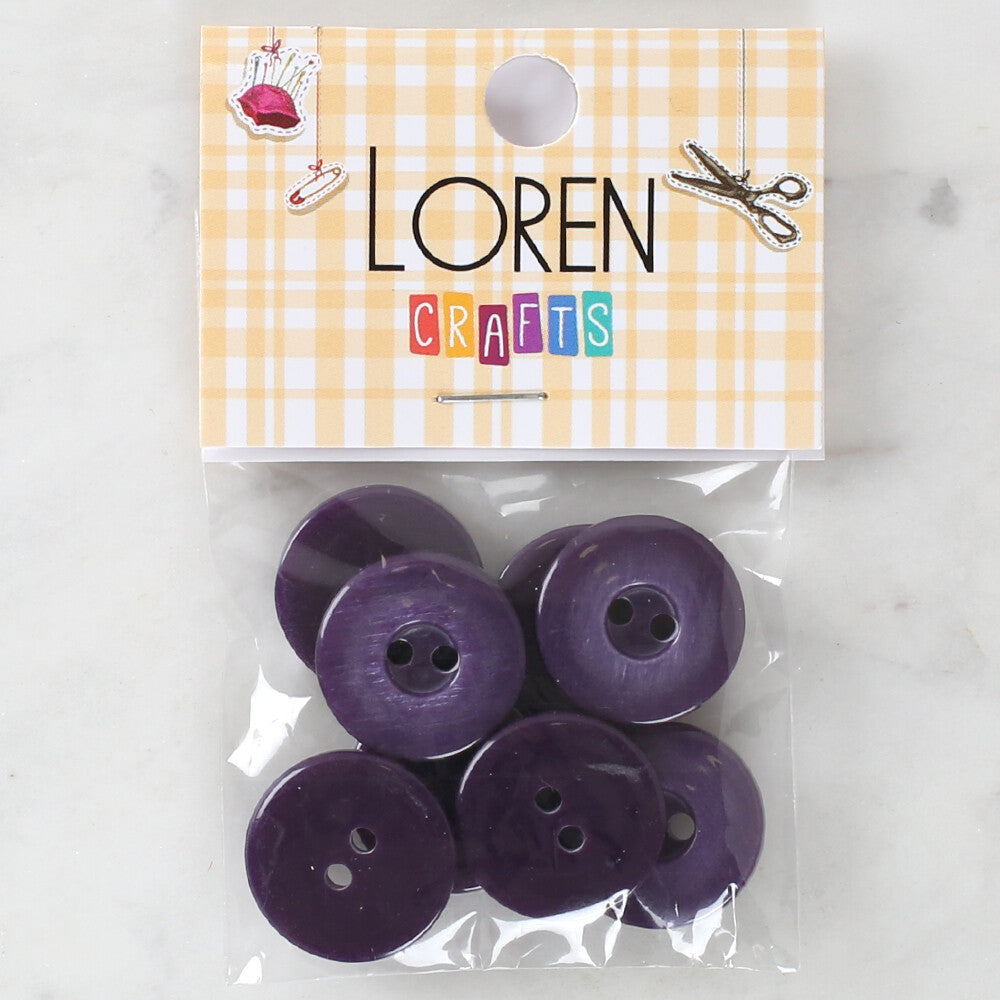 Loren Crafts 8 Pack Button, Purple - 1148