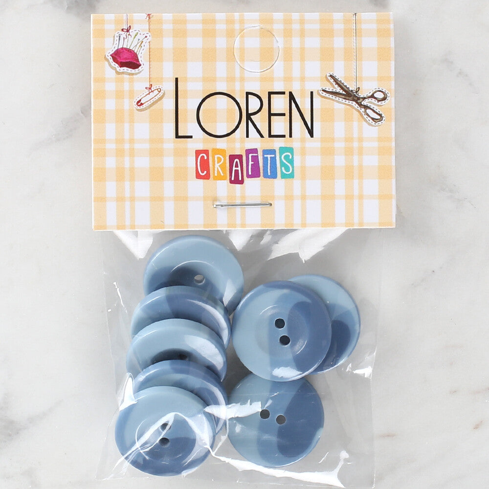 Loren Crafts 8 Pack Button, Blue - 1132