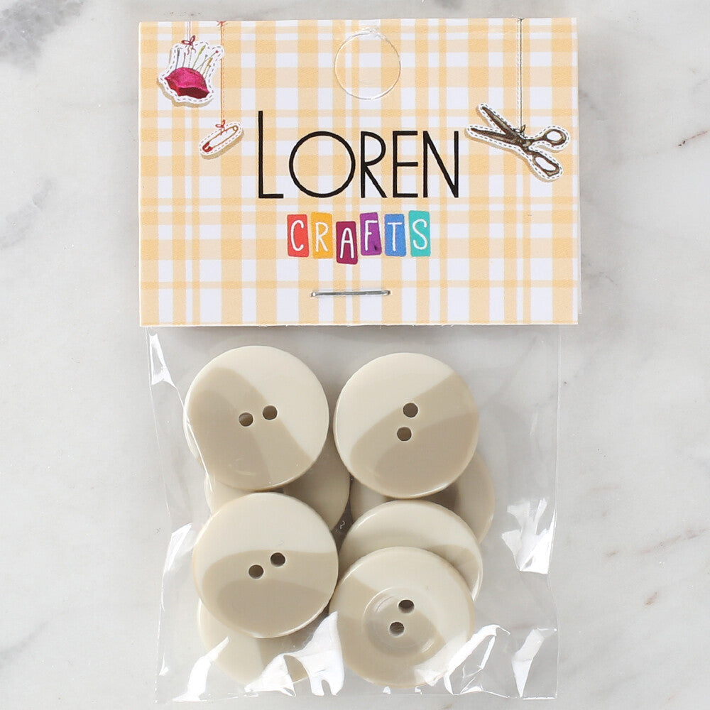 Loren Crafts 8 Pack Button, Cream - 1131