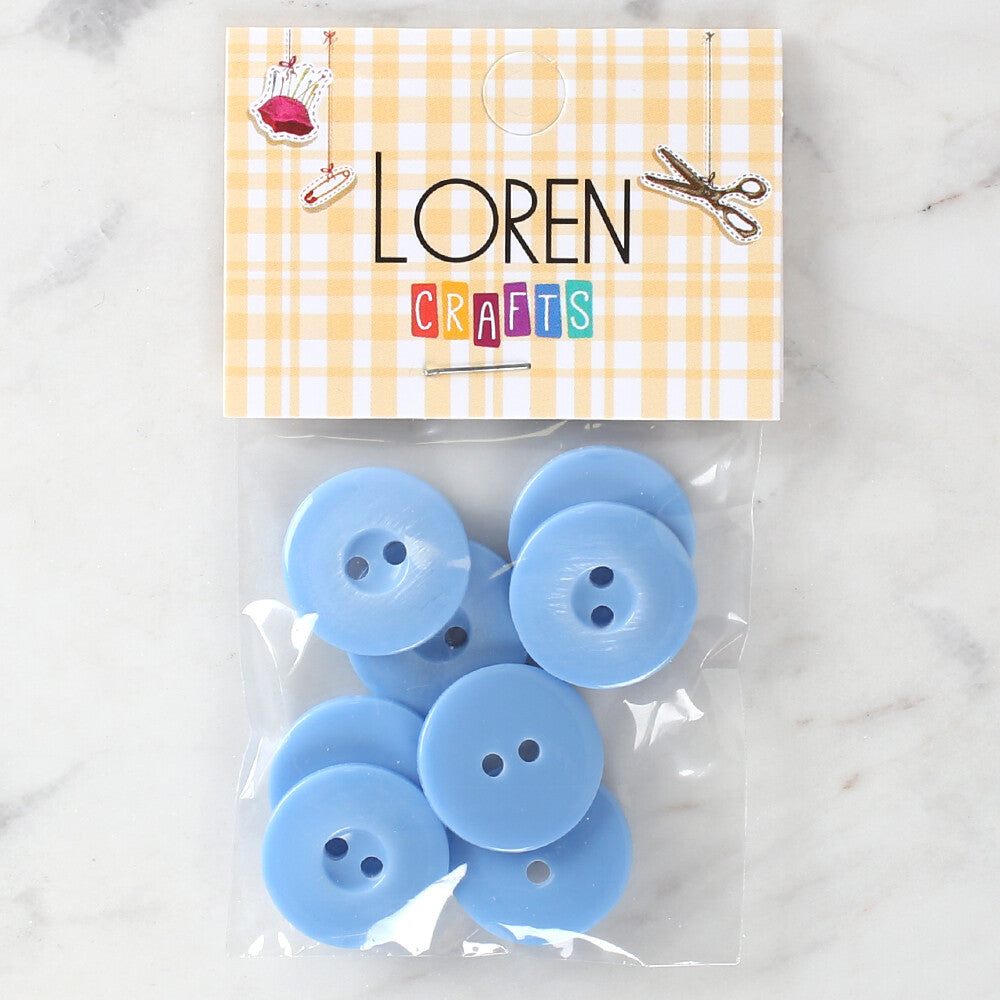 Loren Crafts 8 Pack Button, Blue - 1118