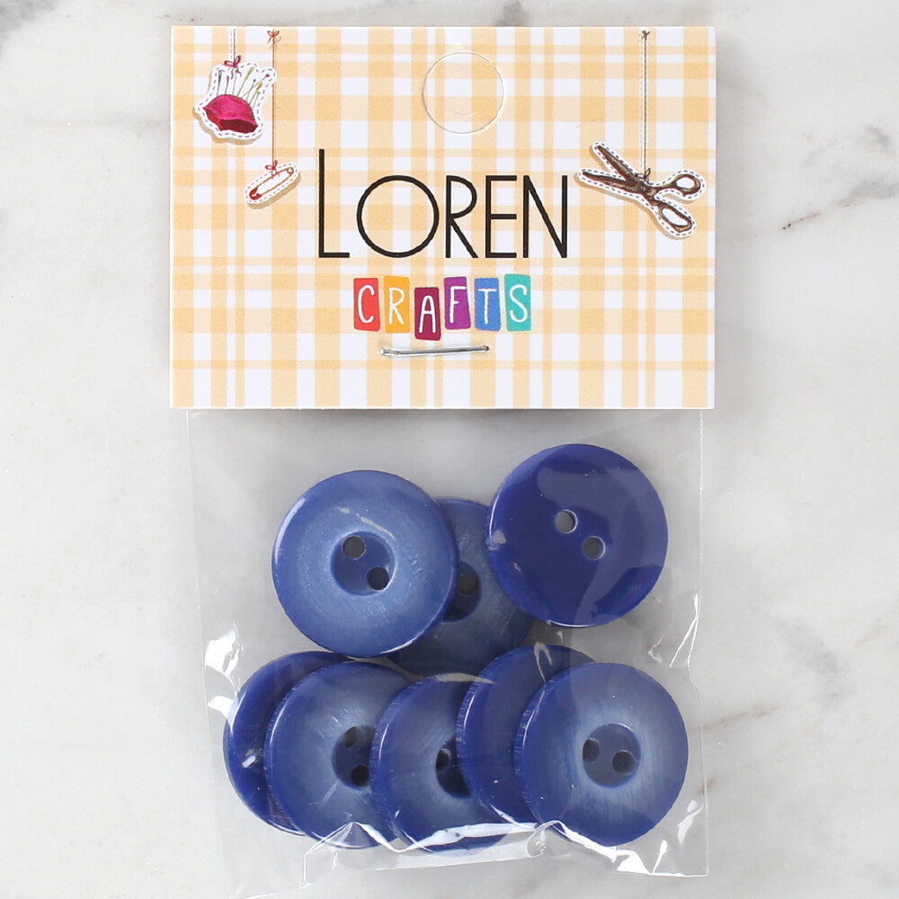 Loren Crafts 8 Pack Button, Blue - 1117