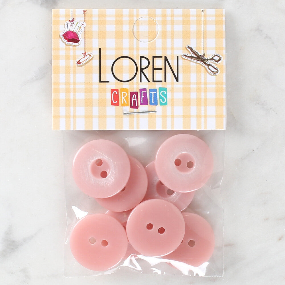 Loren Crafts 8 Pack Button, Pink - 1115