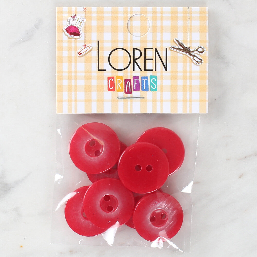 Loren Crafts 8 Pack Button, Red - 1113