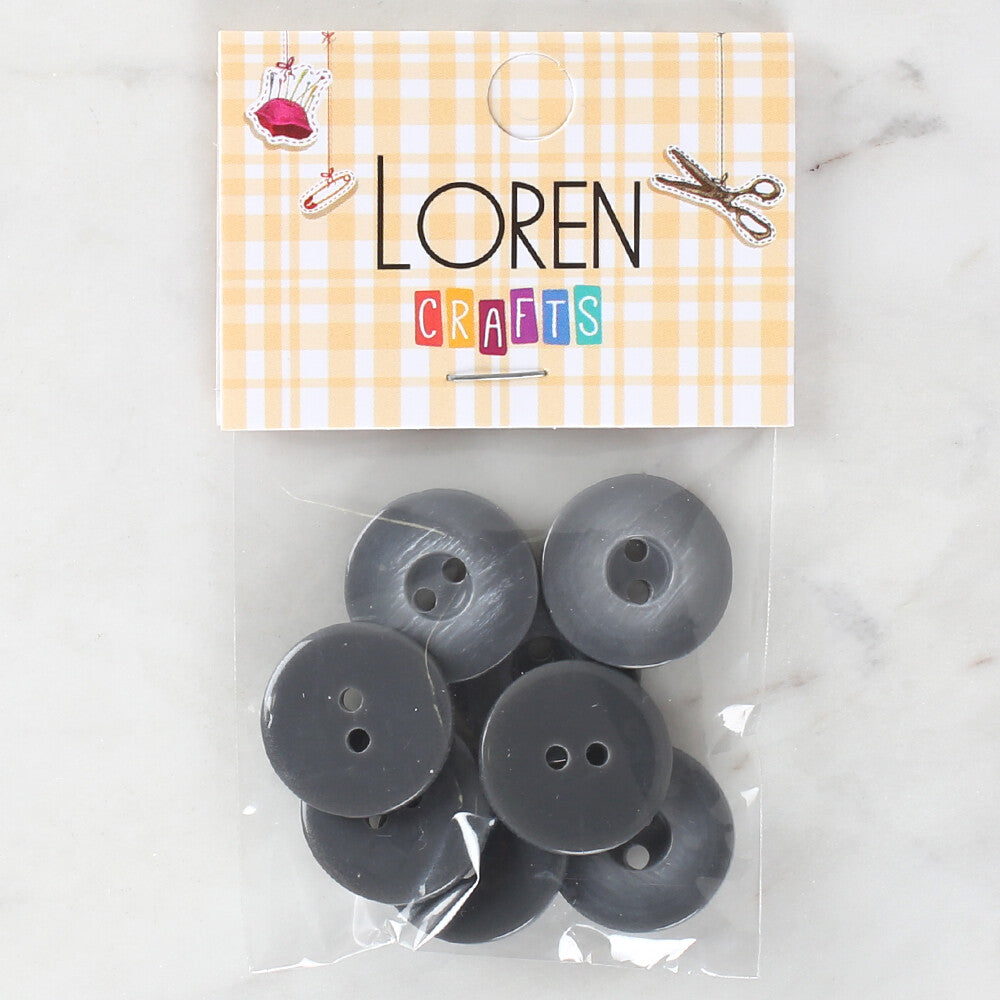 Loren Crafts 8 Pack Button, Grey - 1112