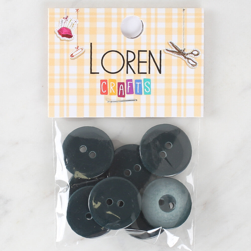 Loren Crafts 8 Pack Button, Dark Grey - 1111