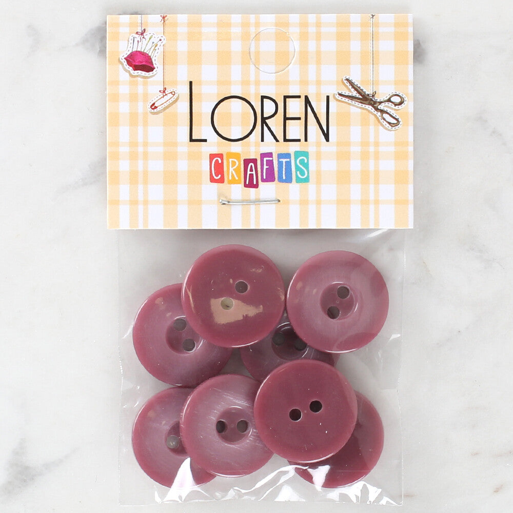 Loren Crafts 8 Pack Button, Dusty Pink- 1110