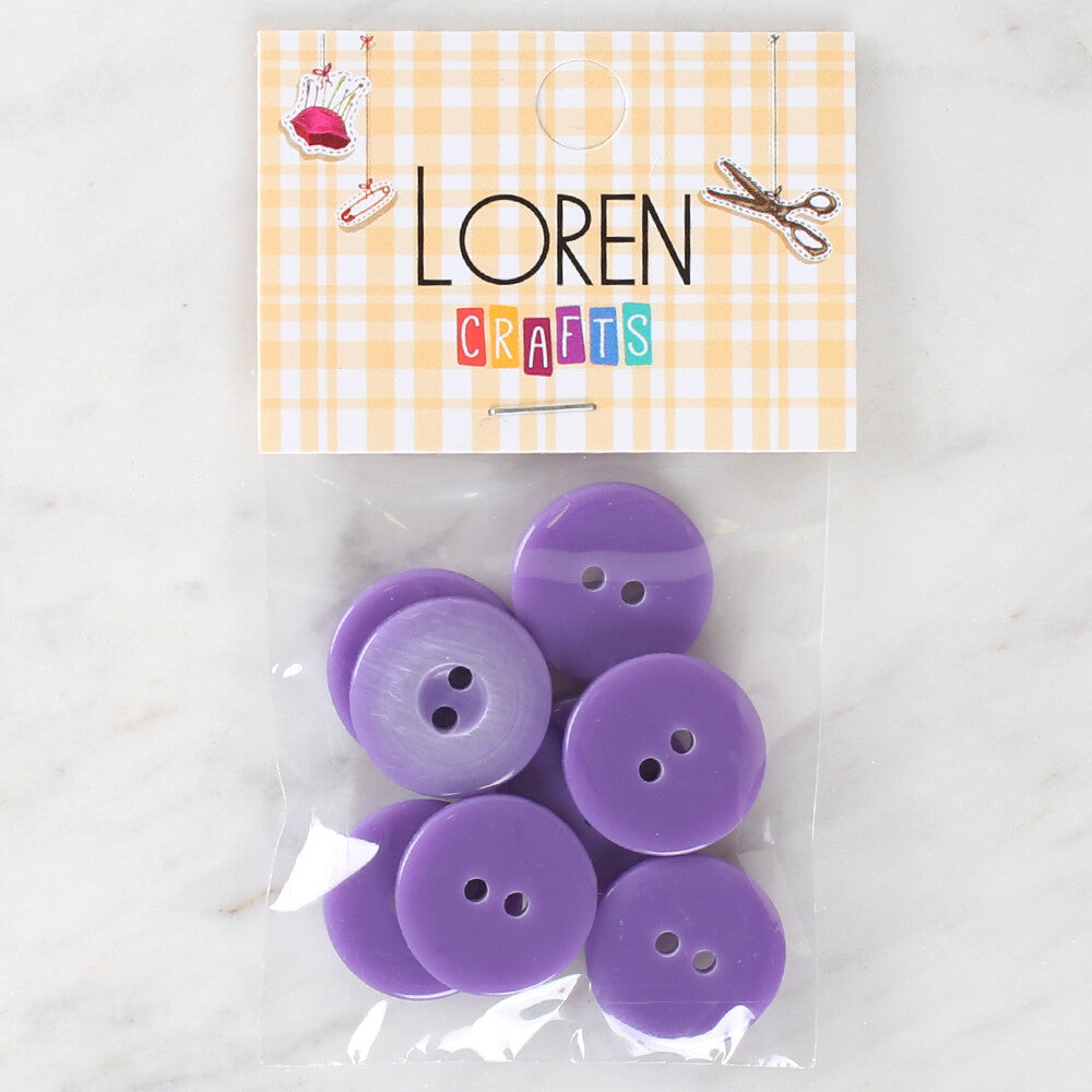 Loren Crafts 8 Pack Button, Purple - 1109