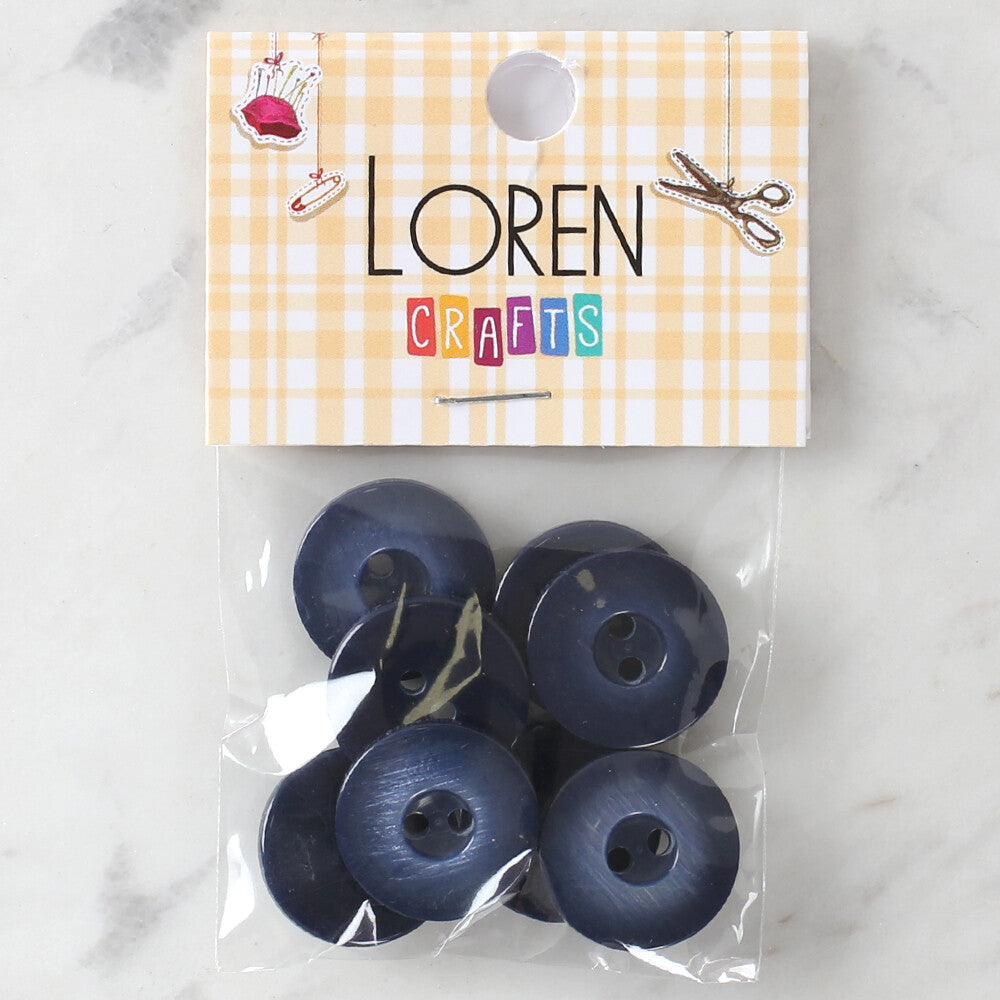 Loren Crafts 8 Pack Button, Navy Blue - 1108