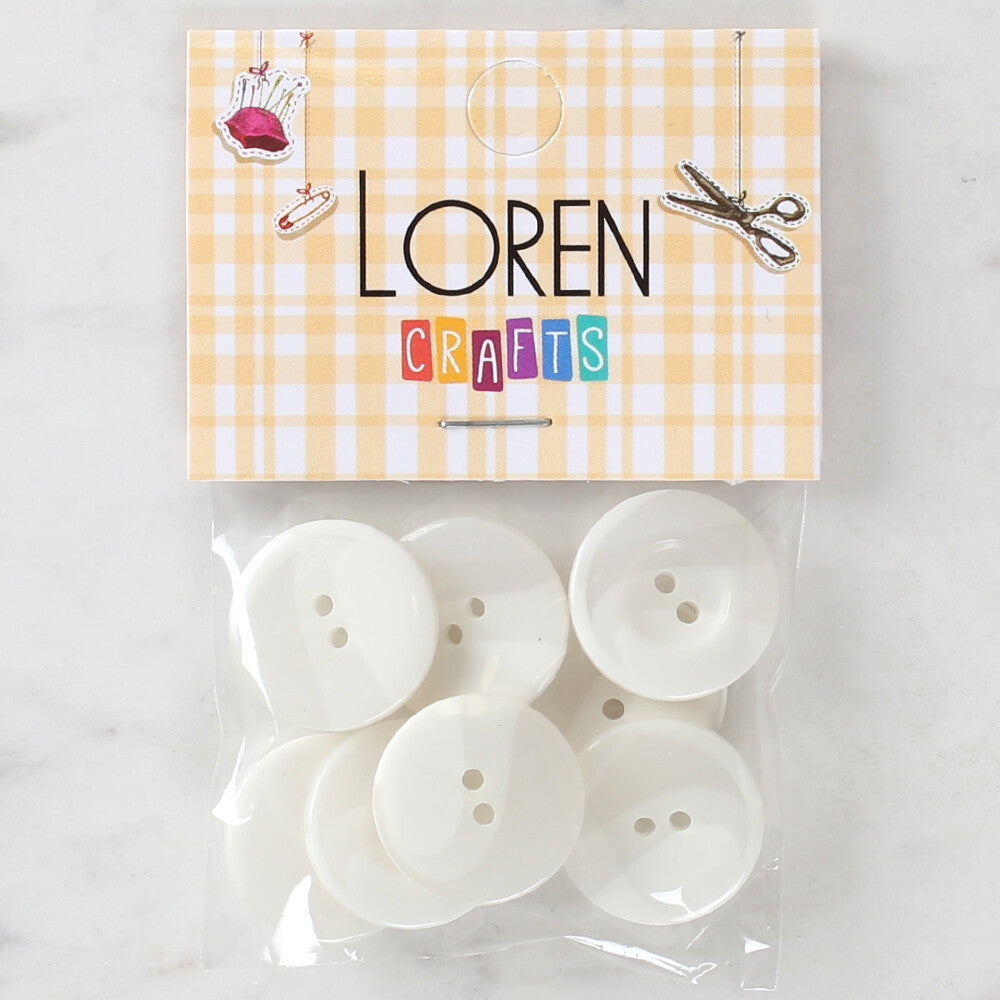 Loren Crafts 8 Pack Button, Cream - 1130