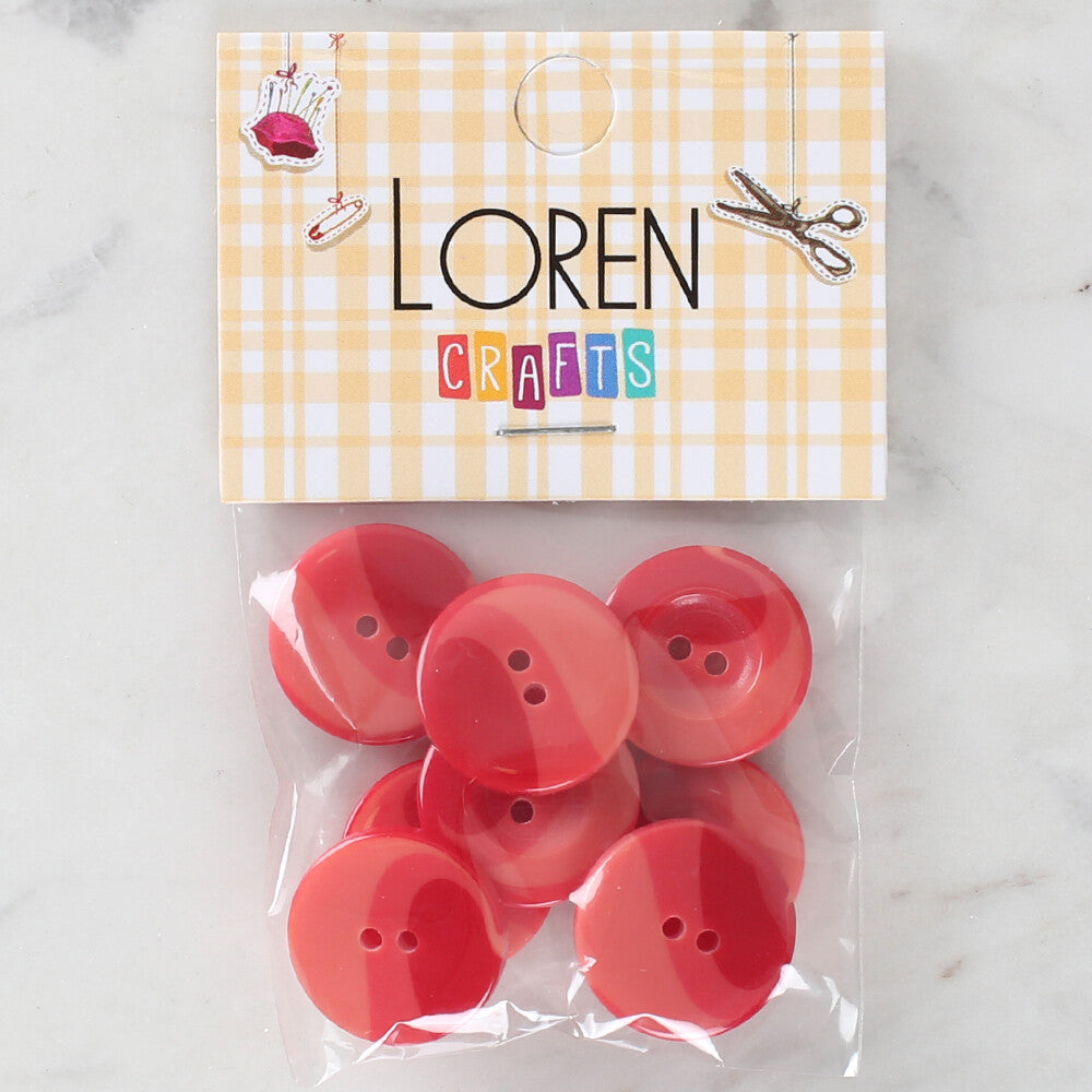 Loren Crafts 8 Pack Button, Red - 1128