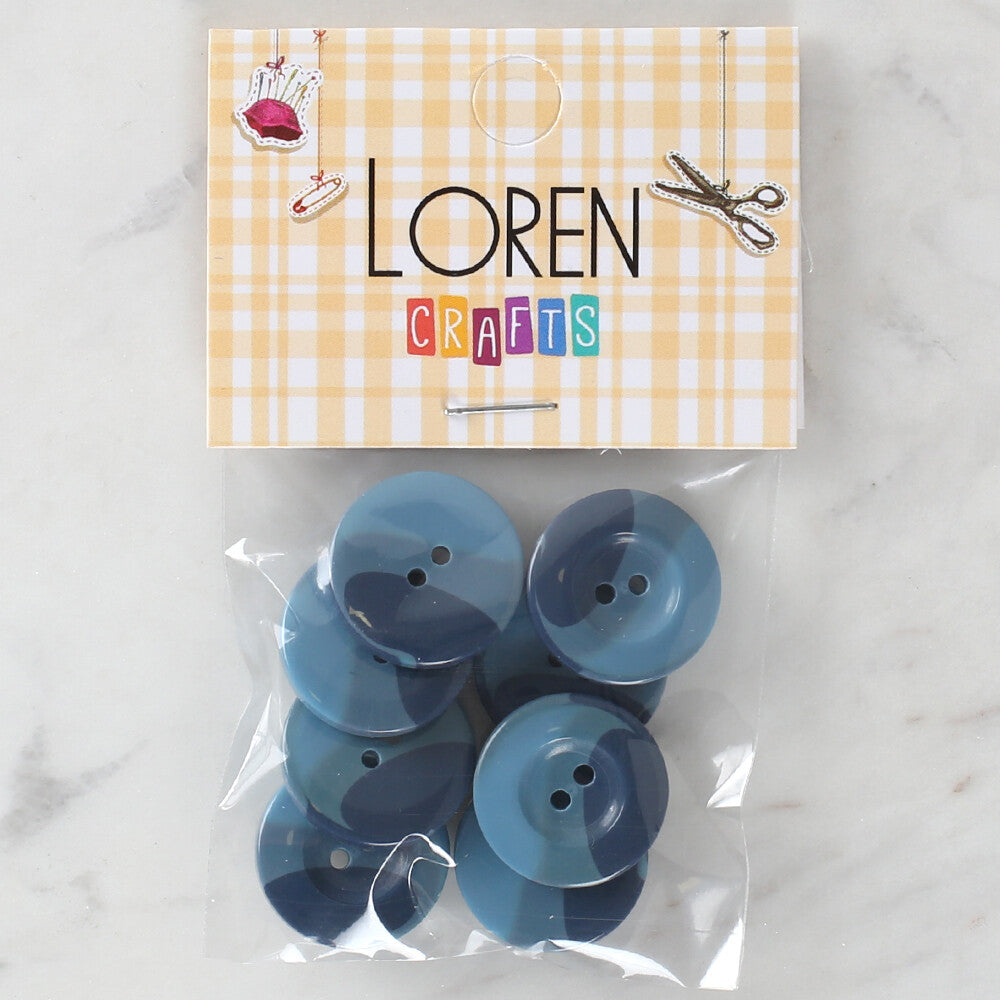 Loren Crafts 8 Pack Button, Blue - 1126