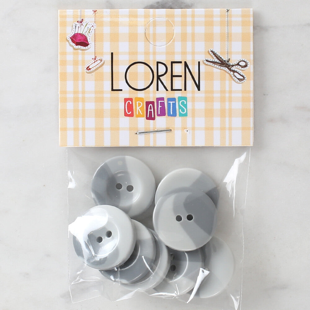 Loren Crafts 8 Pack Button, Grey - 1125