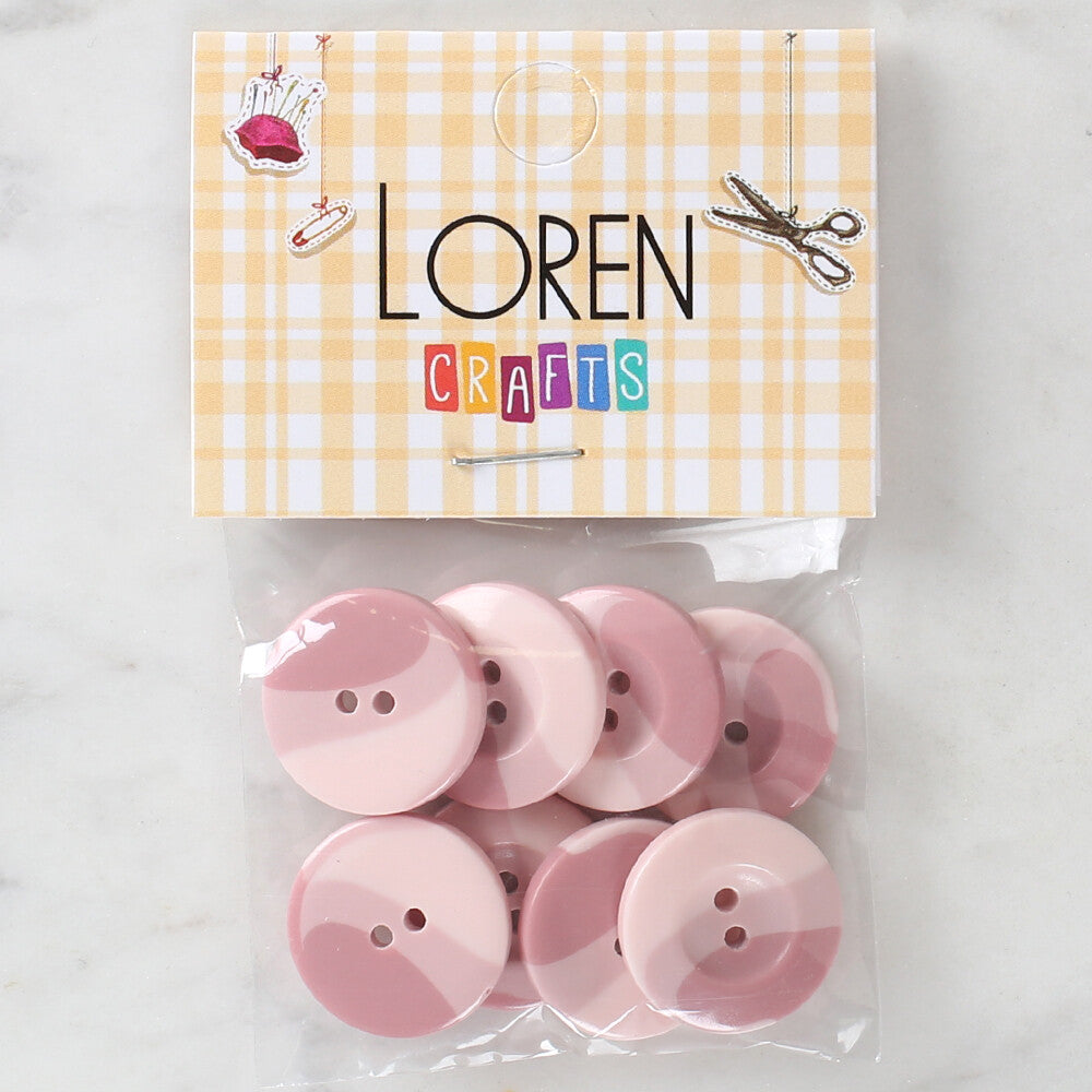 Loren Crafts 8 Pack Button, Pink - 1123