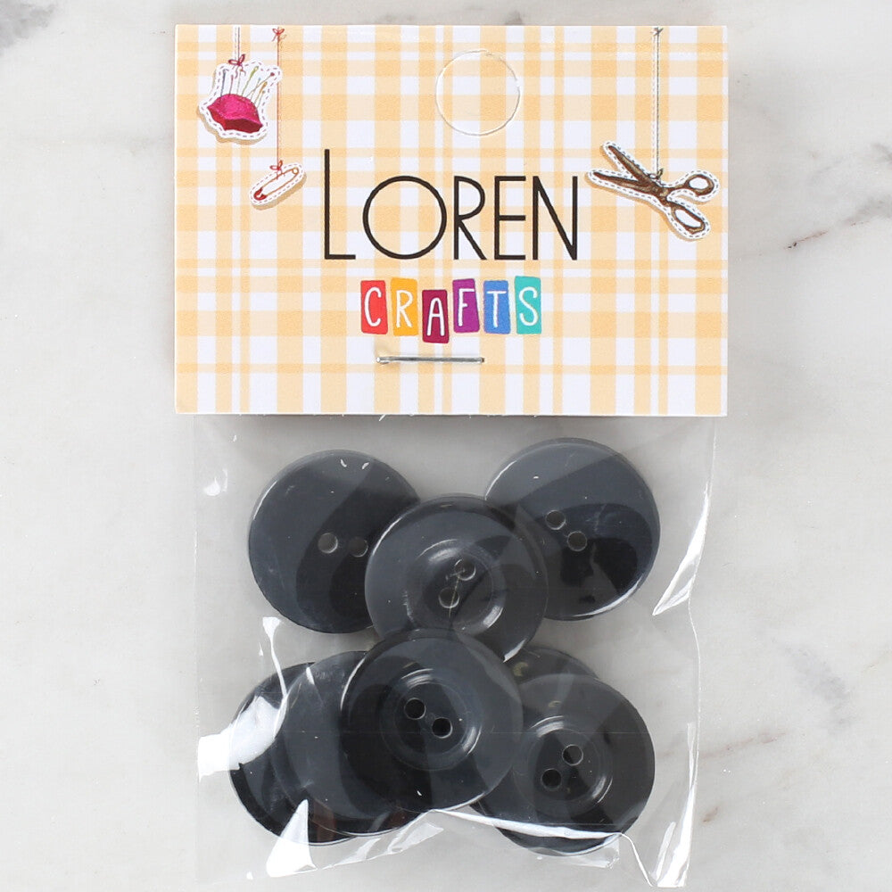 Loren Crafts 8 Pack Button, Dark Grey - 1122