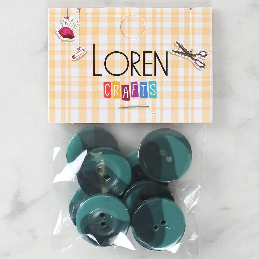 Loren Crafts 8 Pack Button, Green - 1121