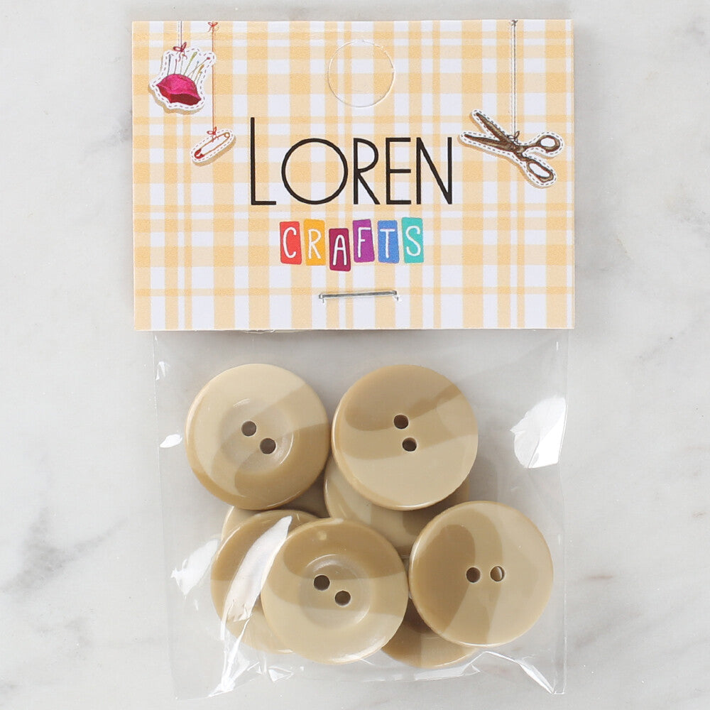 Loren Crafts 8 Pack Button, Beige - 1119