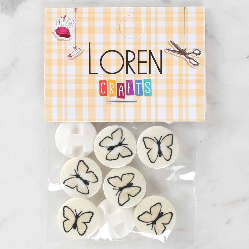 Loren Crafts 8 Pack Butterfly Patterned Button - 1222