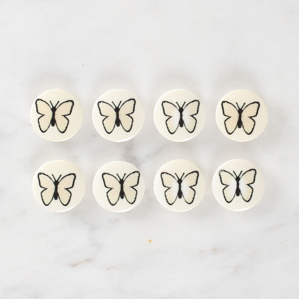 Loren Crafts 8 Pack Butterfly Patterned Button - 1222