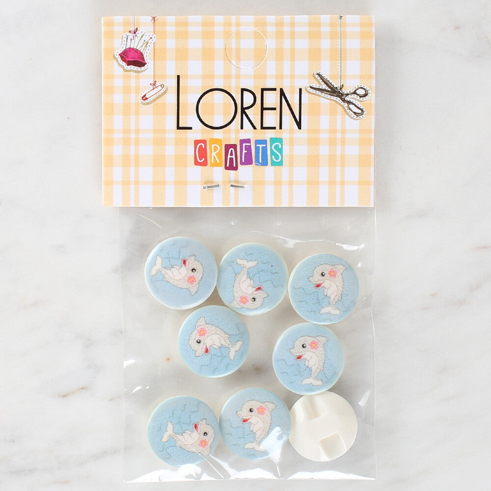 Loren Crafts 8 Pack Dolphin Patterned Button - 1234