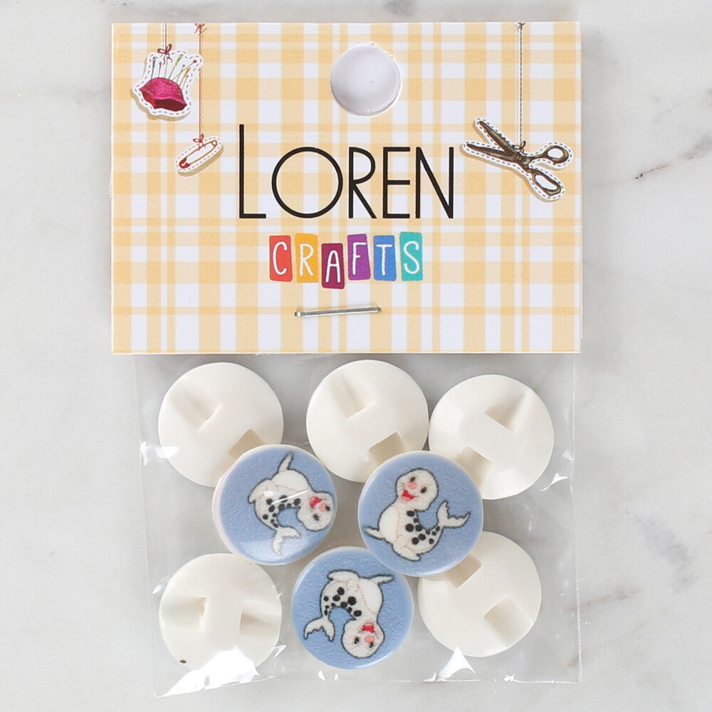 Loren Crafts 8 Pack Seal Patterned Button - 1246