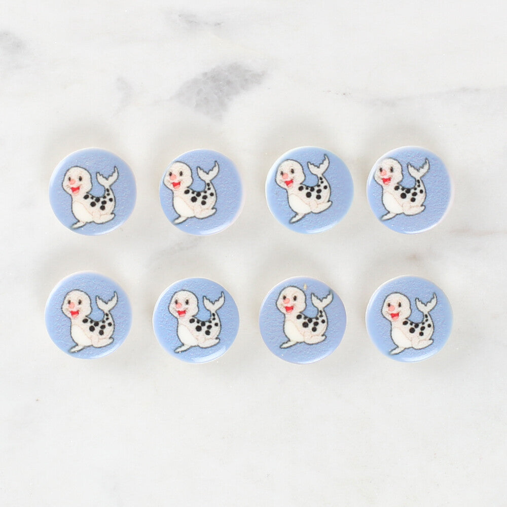 Loren Crafts 8 Pack Seal Patterned Button - 1246