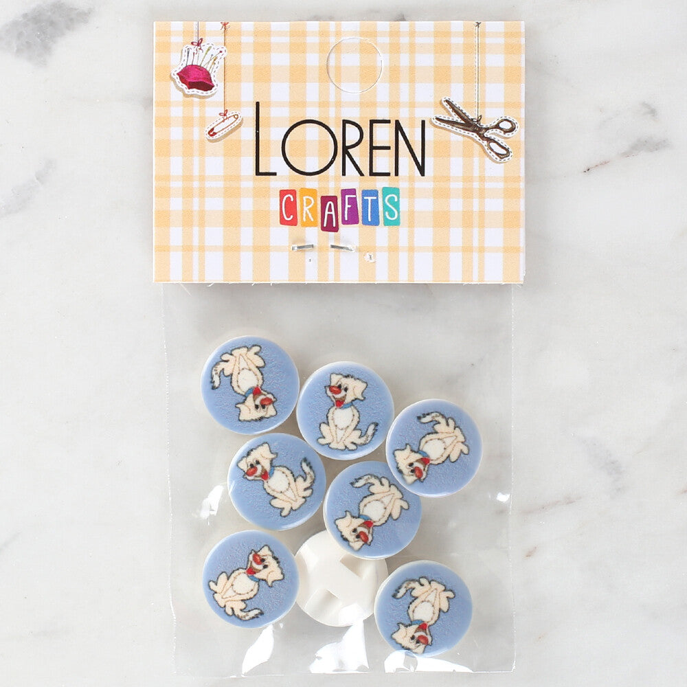 Loren Crafts 8 Pack Dog Patterned Button - 1243