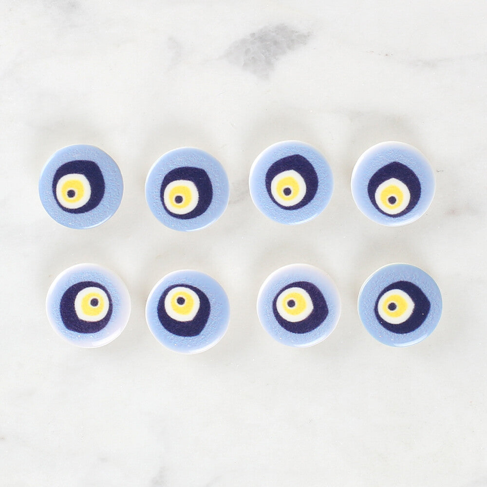 Loren Crafts 8 Pack Evil-Eye Patterned Button - 1238