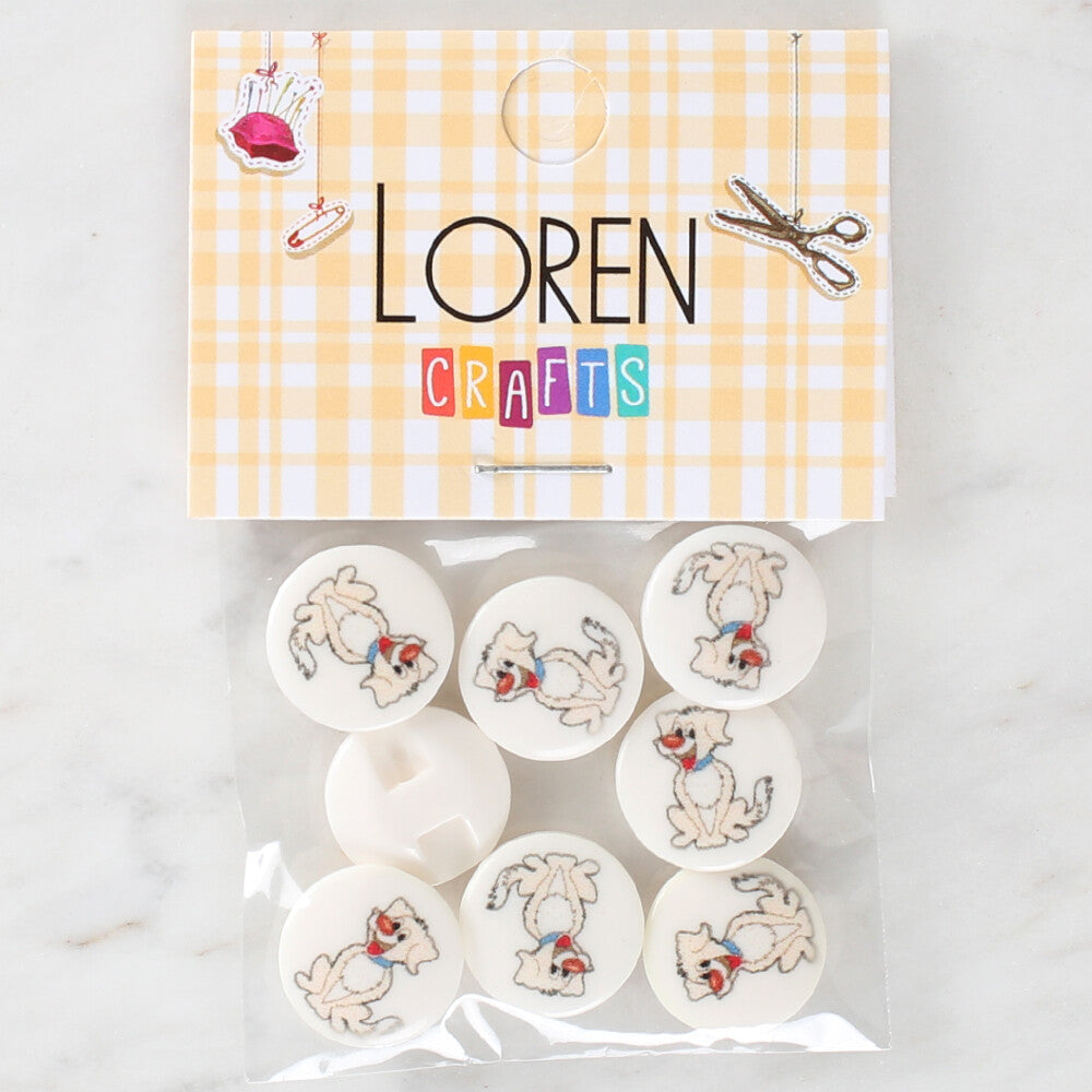 Loren Crafts 8 Pack Dog Patterned Button - 1199