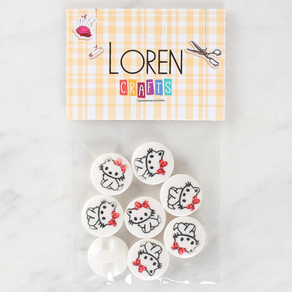 Loren Crafts 8 Pack Cat Patterned Button - 1192