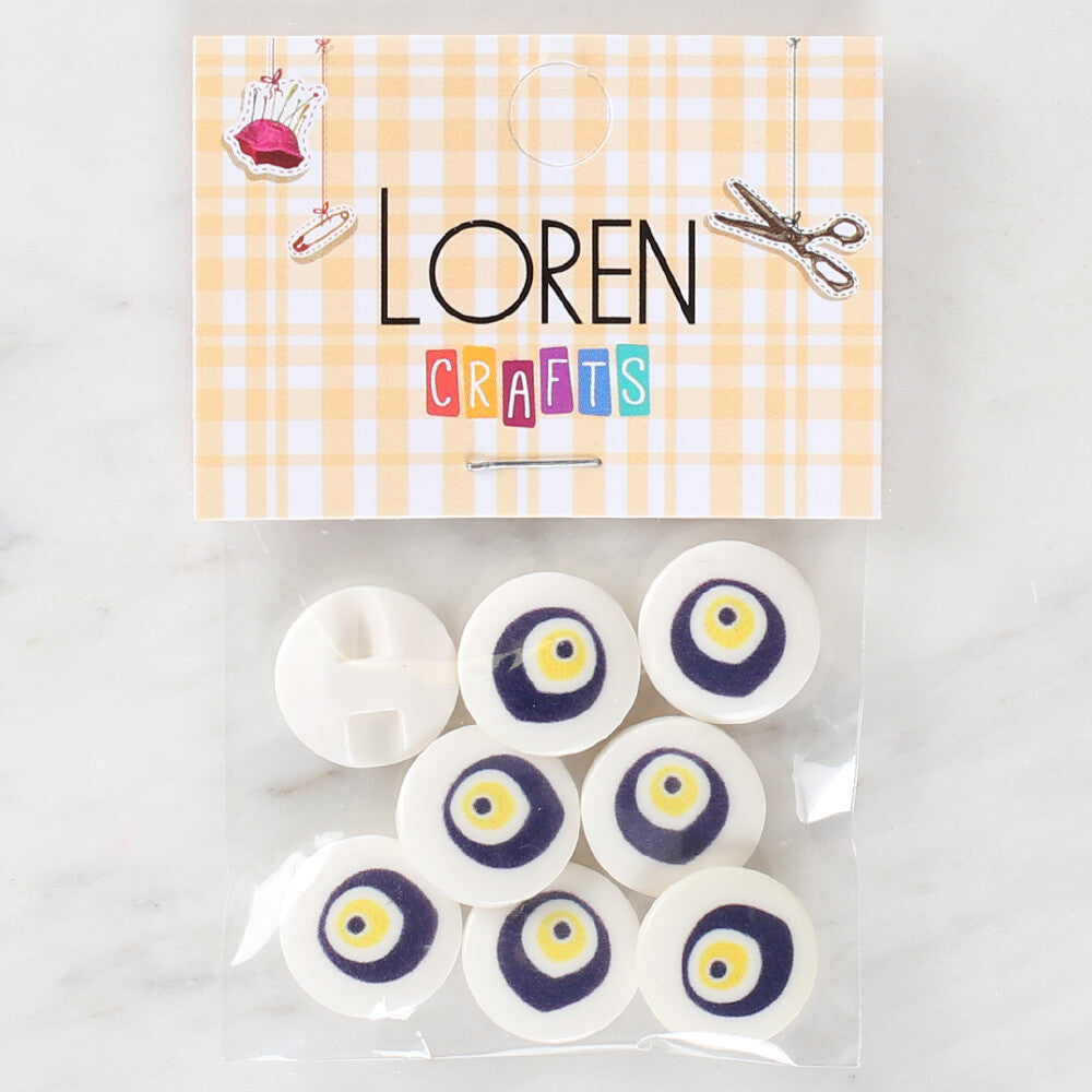 Loren Crafts 8 Pack Evil-Eye Patterned Button - 1190